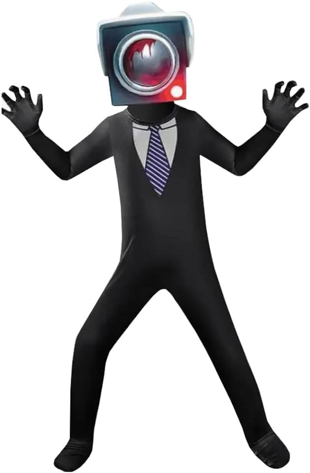 LiujeenSkibidi Toilet Costume for Kids TV Man Speaker Man Jumpsuit for Boys Video Game Halloween Cosplay Costume 3-10 Years