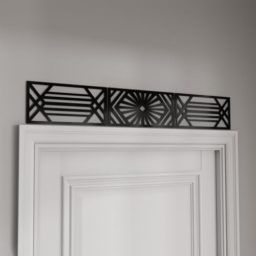 LiveInUrban 3PCS Art Deco Door Frame Decoration Wall Molding Trim for Door Window Fireplace, Diamond Lattice Black 5.31"x11.22"