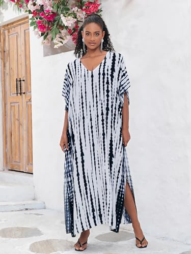 Image of Kaftan Dresses for Women Plus Size Bathing Suit Cover up Caftan Maxi Beach Dresses