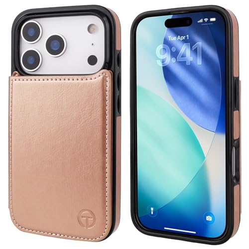 ONETOP Compatible with Magsafe for iPhone 17 Pro Wallet Case with Card Holder, PU Leather Kickstand RFID Blocking Case, Double Magnetic Clasp and Durable Shockproof Cover 6.3 Inch (Rose Gold) by ONETOP - Used condition - Image 3