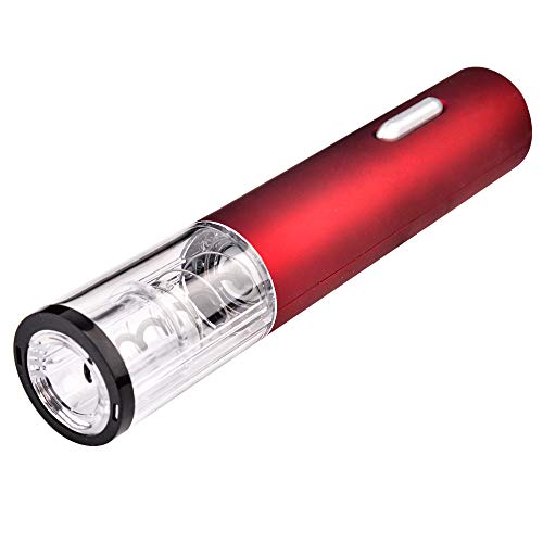 Electric Wine Opener - Automatic Electric Wine Bottle Opener with Foil Cutter, Professional Battery Automatic Corkscrew Opener Set with Gift Box for Family, Hotel, Restaurant (Red)
