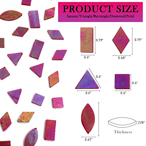 Litmind Iridescent Glass Mosaic Tiles For Crafts, 240 Pieces 5 Shapes Mixed Red Stained Glass Sheets, Mosaic Kits For Adults (Iridescent Red) #TOP3