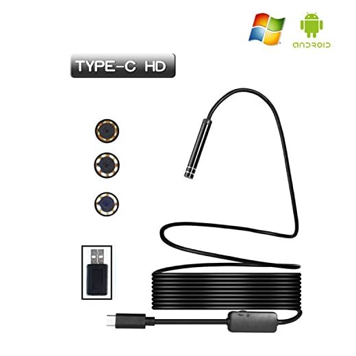 USB Endoscope,3Meter Rigid Hard Cable Type C Borescope Inspection Camera, 2.0 Megapixels HD Snake Camera for New Android Samsung Galaxy S8, S8 Plus, Google Pixel, Nexus 6p, Huawei V9 (9.84ft)