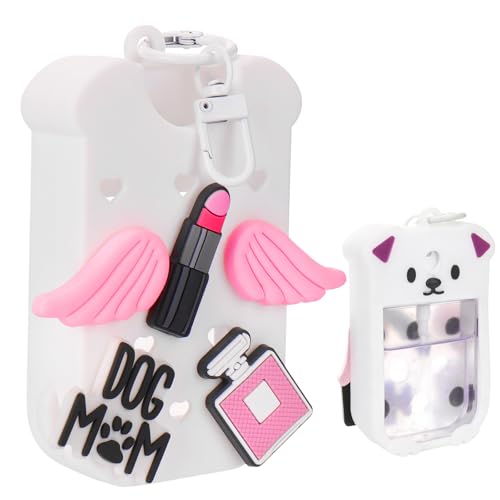Image of Mity rain Hand Sanitizer Spray Case Compatible With Touchland, Cute Silicone Hand Sanitizer Holder Keychain with 4 Charms, Portable Refillable Sanitizer Accessory, Gift for Women And Teens