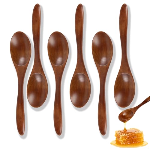 Dupoem 6 Pièces Petites Cuillères en Bois, 14 cm Lisse...
