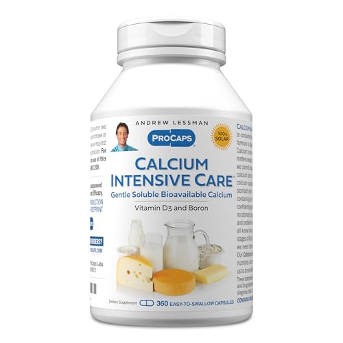 ANDREW LESSMAN Calcium Intensive Care - 360 Capsules - Maintains Healthy Bone and Skeletal Tissues. Vitamin D, Boron. Ultra-Fine, Highly Absorbable Powder in Easy-to-Swallow Capsule. No Additives.