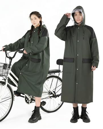 [Rimosa] レインコート 自転車 リュック対応 【二重透明レインバイザー付き】レインウェア レディース カッパ メンズ 大きい 軽量 防水 防風 雨具 雨合羽 かっぱ バイク レインポンチョ ロング 超撥水 梅雨対策 豪雨対応 (グリーン, XL)