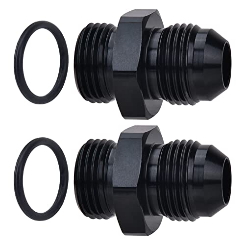 Image of EVIL ENERGY AN10 10AN Flare to 10AN ORB Male O-ring Boss Fuel Pump Rail Adapter Fitting Aluminum Black Pack of 2