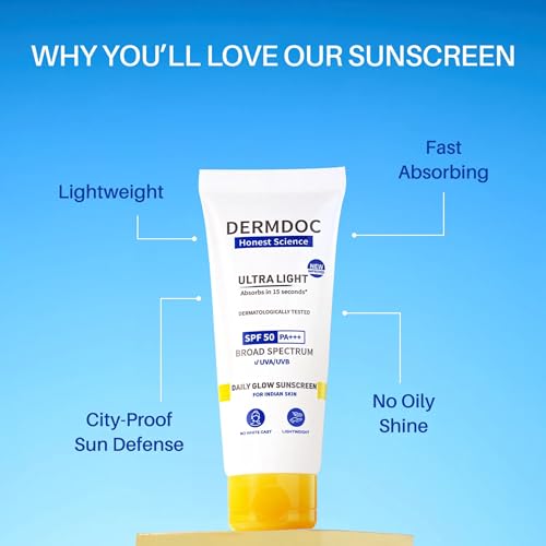 DermDoc All By Purplle Ultra Light Spf 50 Pa+++ Daily Glow Sunscreen (50Gm) | Sunblock | Lightweight | Non-Greasy | 0 White Cast - Image 5