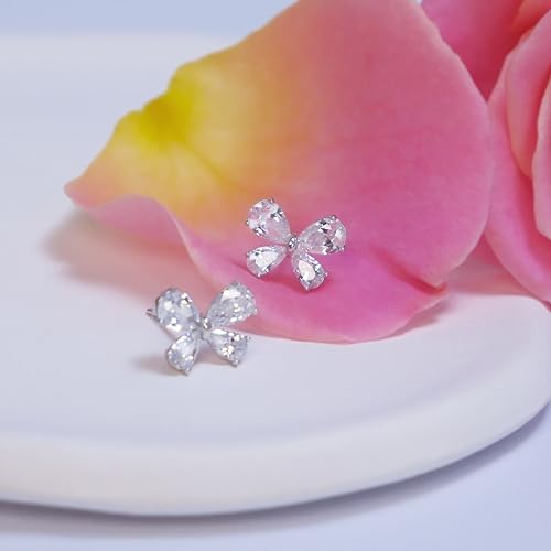 Butterfly Stud Earrings – 925 Sterling Silver with Sparkling Zircon, Dainty Simple,for woman and girl, Jewelry Gift with Box, 1.2cm × 1cm3