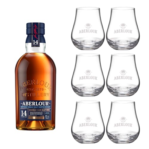 Coffret cadeau Whisky Aberlour 14 ans et ses 6 verres pour amateurs de Single Malt