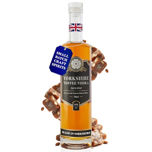 Yorkshire Spirits Toffee Vodka Spirit Drink 70cl (21% ABV) | Toffee & Cane Sugar Vodka Blended with Natural Mineral Water from the Yorkshire Moors | Rich Caramel & Vanilla Notes