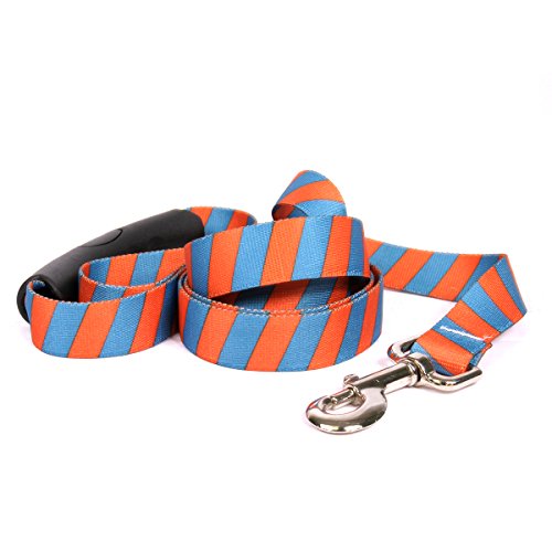 Image of Yellow Dog Design Team Spirit Orange and Teal EZ-Grip Dog Leash-with Comfort Handle-Large-1 inch and 5 feet (60 inch)