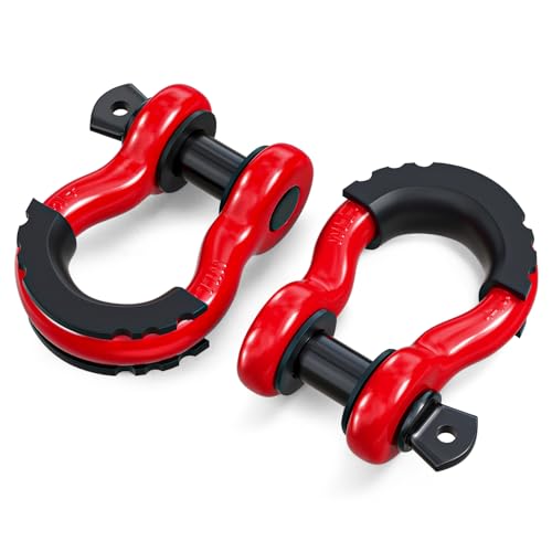 ORCISH 2PK D Ring Shackle, 42,000lb Break Strength, D Ring Shackles 3/4 inch with Black Isolator Washer and 7/8