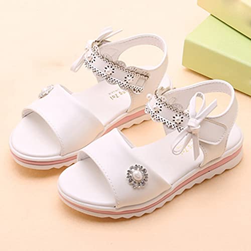 Children Shoes Fashion Flower Thick Sole Sandals Soft Sole Comfortable Princess Sandals Girls Easter Sandals (White, 12.5-13 Years Big Kids)3