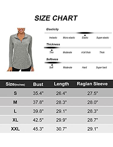 Luranee Long Sleeve T Shirts For Women, Fall Loose Fit Outdoor Tunic Tops Quick Dry Fit Running Hiking Sports Jackets Lightweight Quarter Zip Pullover Cooling Yoga Workout Clothes Grey M #TOP5