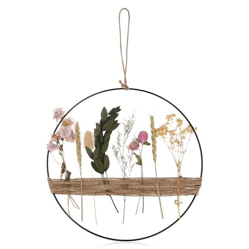 Aomhrek Dried Flower Wreath (30x30 cm), Natural Dried Flower Door Wreath, Spring and Summer Floral Garland for Home, Wedding, Party, Wall and Door Decoration