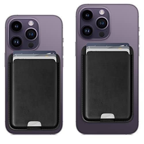 Edc Leather Magsafe Wallet For Iphone 14/13/12 Series, Detachable Rfid Card Holder (3 Slots), Black #TOP1