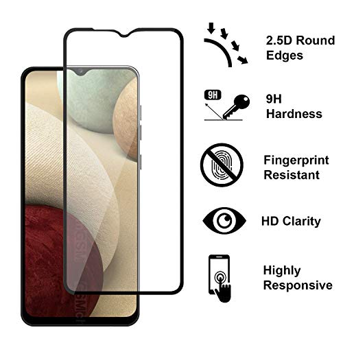 Coveron [2 Pack] Tempered Glass Designed For Samsung Galaxy A12 Screen Protector, Anti-Scratch Edge To Edge Black Rim Coverage #TOP1