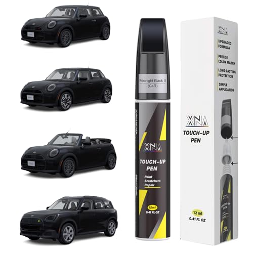 XNA Midnight Black II(C4R) for MINI Touch Up Paint, 2 in 1 Car Scratch Remover with Pen Tip and Brush, Exact Color-Matched for Car Paint Scratch Repair, Quick & Easy Fix Chips and Nicks