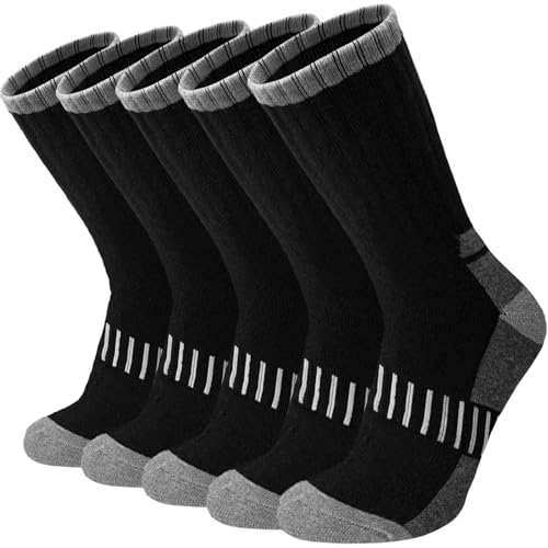 Wamicu Mens Heavy Duty Work Socks (5 Pack) Full Cushioned & Durable Boot Crew Socks for Sport Hiking Walking & Outdoor Use UK Size 611