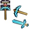 Mattel Minecraft Transforming Diamond Sword & Pick-Axe Kid-Sized 2-in-1 Toy Accessory for Role-Play & Costumes