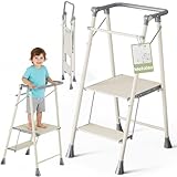 DEANIC Torre de aprendizaje plegable para niños a partir de 1 año – Escalera plegable de 2 peldaños para ahorrar espacio, torre de