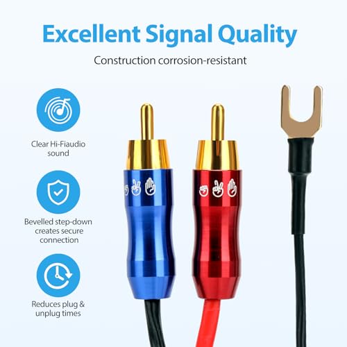 Cable RCA con cable de tierra FO-I cable de interconexión dual 1.5m 5