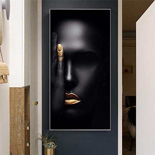 Affiche portrait femme abstrait noir toile nordique 40x80 cm