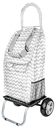 Image of dbest products Trolley Dolly Shopping Grocery Foldable Cart Storage Mom, Grey Chevron