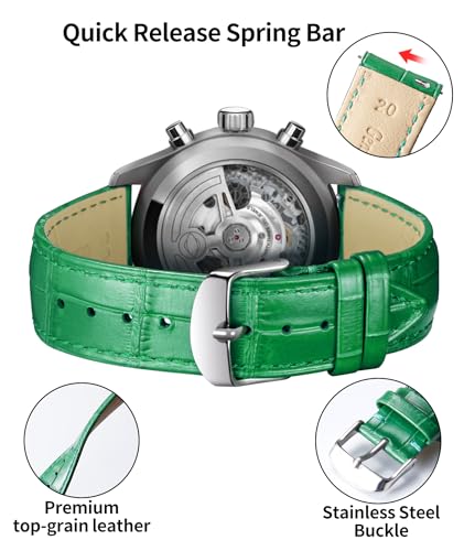Image of BINLUN Leather Watch Band Genuine Calfskin Replacement Watch Strap Quick Release Crocodile Pattern 10 Colors 13 Sizes for Men Women(10mm,12mm,14mm,16mm,17mm,18mm,19mm,20mm,21mm,22mm,23mm,24mm)