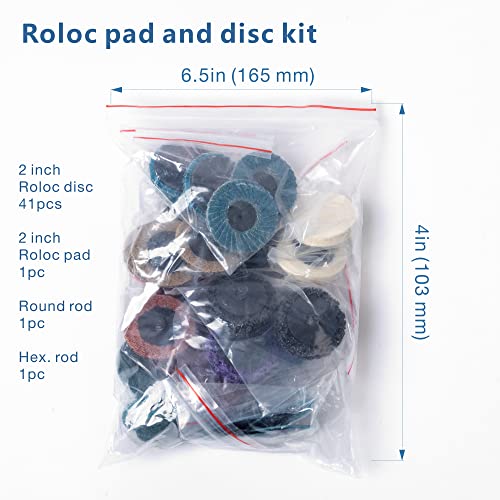 44 Stück Rollensperre 2-Zoll-Schleifscheiben-Set, Schnellwechselscheibe mit 1/4-Zoll-Halter für Geradschleifer Schleifscheibe Oberflächenstreifen Schleifen Politur Grat Lackentfernung