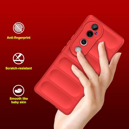 Image of amazon basics Back Case Cover for Vivo V40 Pro 5G (Silicone Magic-Red)
