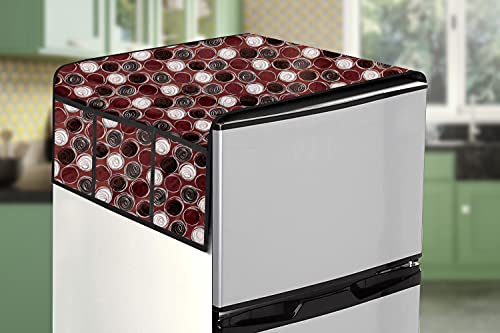 Image of Stylista Refridgerator top Cover Suitable for Samsung RR23C2F35DX /HL, 215 Liter Fridge, Dimension (WXD) 71x109 CM, Abstract Pattern Maroon
