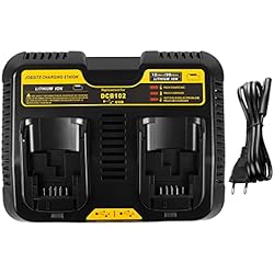 Cargador Bateria Dewalt ASUNCELL Cargador de batería de 2 Puerto Compatible con Dewalt DCB115 18 V XR, 3.0 A 12V-20V MAX Li-Ion Cargador rápido con 2 Puertos USB de 2.1A, Compatible con Dewalt 18V DCB batería
