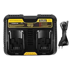 asuncell 2 ports chargeur de batterie compatible avec dewalt dcb115, 18v dual 3,0 a 12v 20v max li ion chargeur rapide compatible avec dewalt, chargeur de rechange pour dcb (avec 2 ports usb 2,1a)