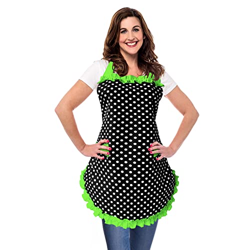Violet Mist Cute Retro Aprons For Women Ladies Sexy Vintage Aprons Polka Dot Frilly Apron Cooking Kitchen 50S Vintage Aprons For Housewife Halloween Witch Mother’s Gift #TOP5