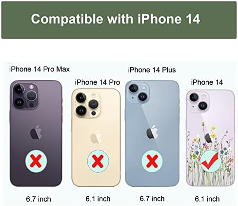 Unov Case Compatible with iPhone 14 Case Clear with Pattern Slim Protective Soft TPU Bumper Embossed Design 6.1 Inch (Flower Bouquet)