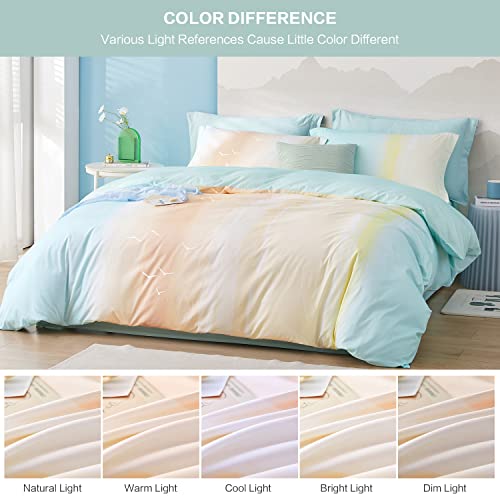 Saphreas Blue Yellow Shades 3 Piece Duvet Cover Set Twin Size Birds Printed Cotton Bedding Comforter Duvet Cover Set 1 Duvet Cover 2 Pillow Shams… #TOP4