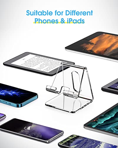 Ktrio Acrylic Cell Phone Stand For Desk, Phone Holder, Dock, Cradle Compatible With Iphone 13 Pro Max 11 12 Xr 7 8 Plus, Samsung Galaxy, Smartphone, Desk Accessories, Clear #TOP7