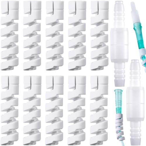 Lekgavd 12 Packs Oxygen Tube Support Crimp Straightener 360-Degree Rotatable Oxygen Tube Connectors Retractable Oxygen Tubing Support Swivel Connectors Supplies for Nasal Cannula