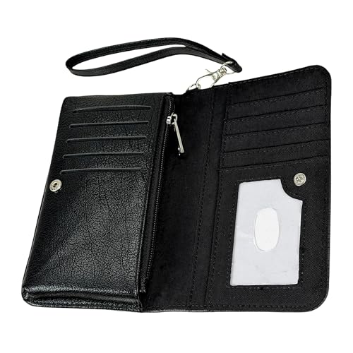 Image of Women's Bifold Wallet Edgar Allan Poe Gothic Book Wristlet, Black 7 Inch