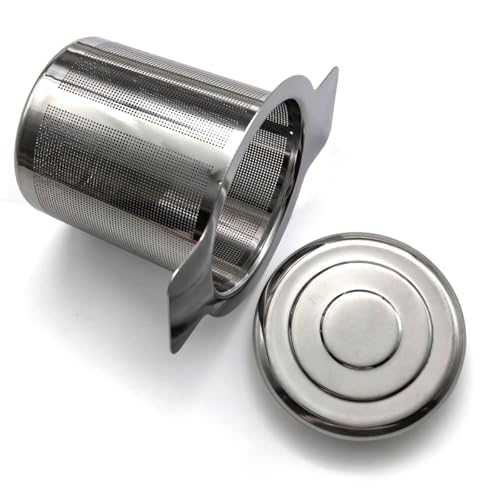 Tea Infuser 304 Stainless Steel Tea Strainer Extra Fine Mesh Loose Tea Infuser with Lid with Lid and Heat Proof Handle Tea Filter for Teapots Cups Mugs to Brewing Steeping Loose Leaf 1 Pack