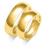 mosa & co. - Alianzas de oro amarillo 585, 6 mm macizo, modelo: Dionea - con certificado de autenticidad, caja de regalo y grabado gratuito