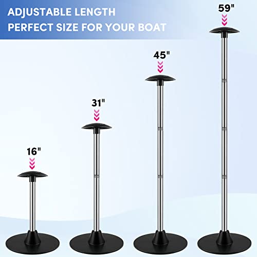 Boat Cover Support Poles, Stainless Steel Pole Boat Cover Support System With Webbing Strap, 4-Stage Extension Adjustable Height Of 16”-59”, For Boat Covers Prevent Water From Accumulation #TOP1