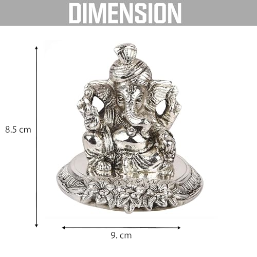 Image of INTERNATIONAL GIFT Silver Plated Lord Ganesh Idol with Beautiful Thank You Gift Box & Carry Bag with 1 Year Warranty | Used for Diwali Gift, Corporate Gift, Wedding Gift