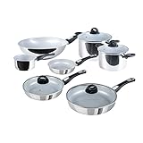 Genius Cerafit Steel Topf & Bratpfannen-Set 11-tlg | Kochgeschirr mit kratzfester Antihaft-Beschichtung | Töpfe und Pfannen für alle Herdarten + Induktion