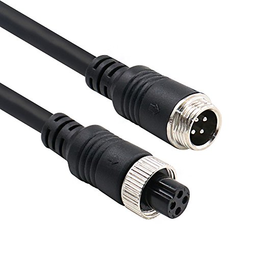 Yeung Qee 4 pin Car Video Extension Cable Aviation Male to femaler Plug Video and Power Cord Shield AV Cable Waterproof Vehicle Video Monitor reversing Airline Aviation Plug Cable (25ft/8m)