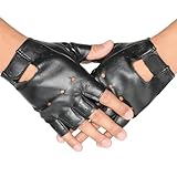 Ayzylpth Classic Black Fingerless Motorcycle Gloves - PU Leather Minimalist Biker Gloves for Men & Women, Non-Slip Palm, Comfort Fit for City Commute & Daily Riding (Fits Palm Width Up to 3.2”)