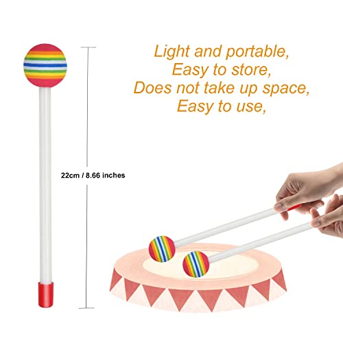 6 Pieces Lollipop Felt Drum Stick Foam Head Plastic Lollipop Drum, Timpani Mallets, Kids Hand Percussion Drumsticks, Kids Musical Instrument Accessories - Thumbnail 3